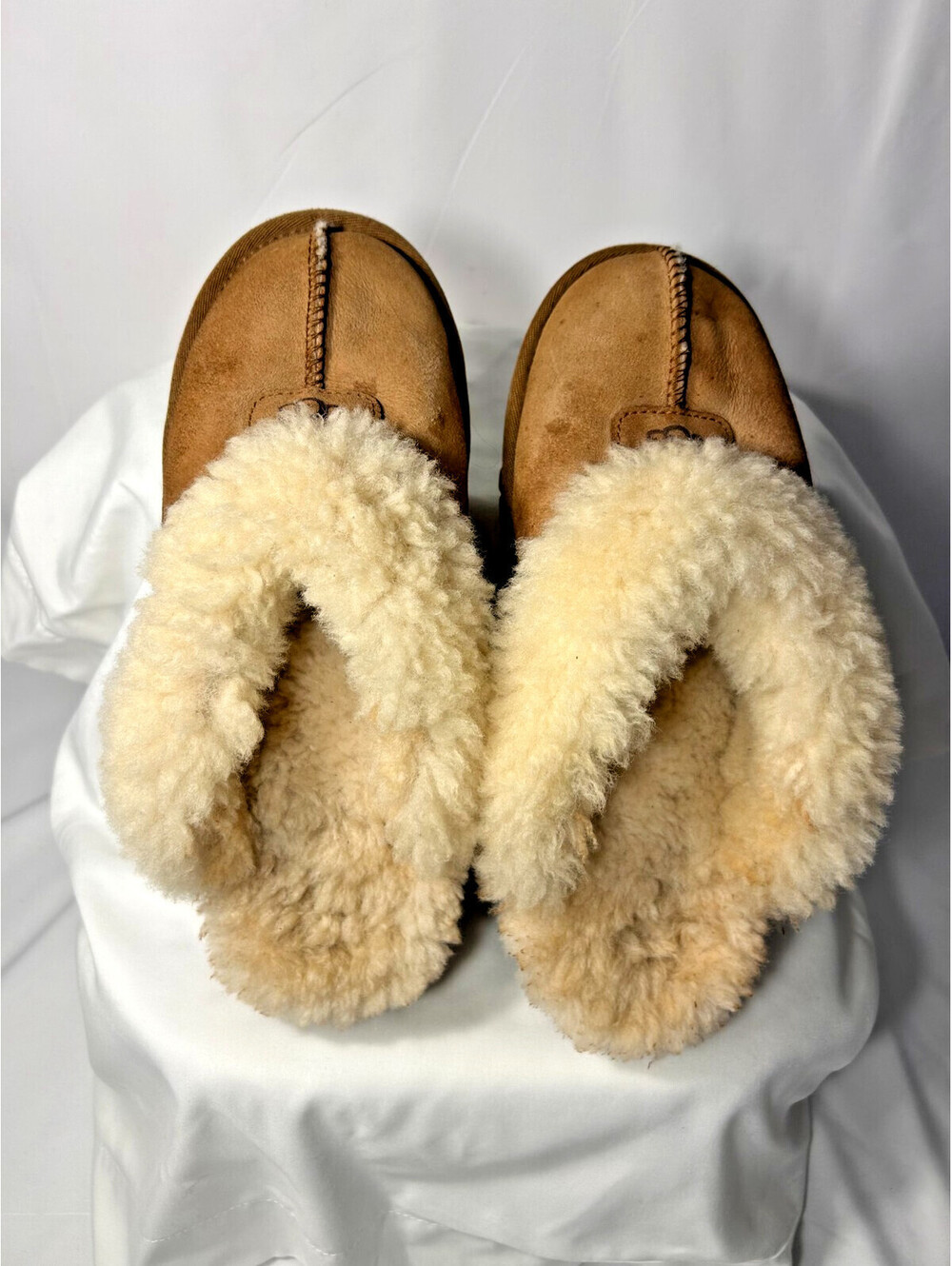 UGG Coquette Slippers Chestnut Brown Suede Sheepskin Slides Women's